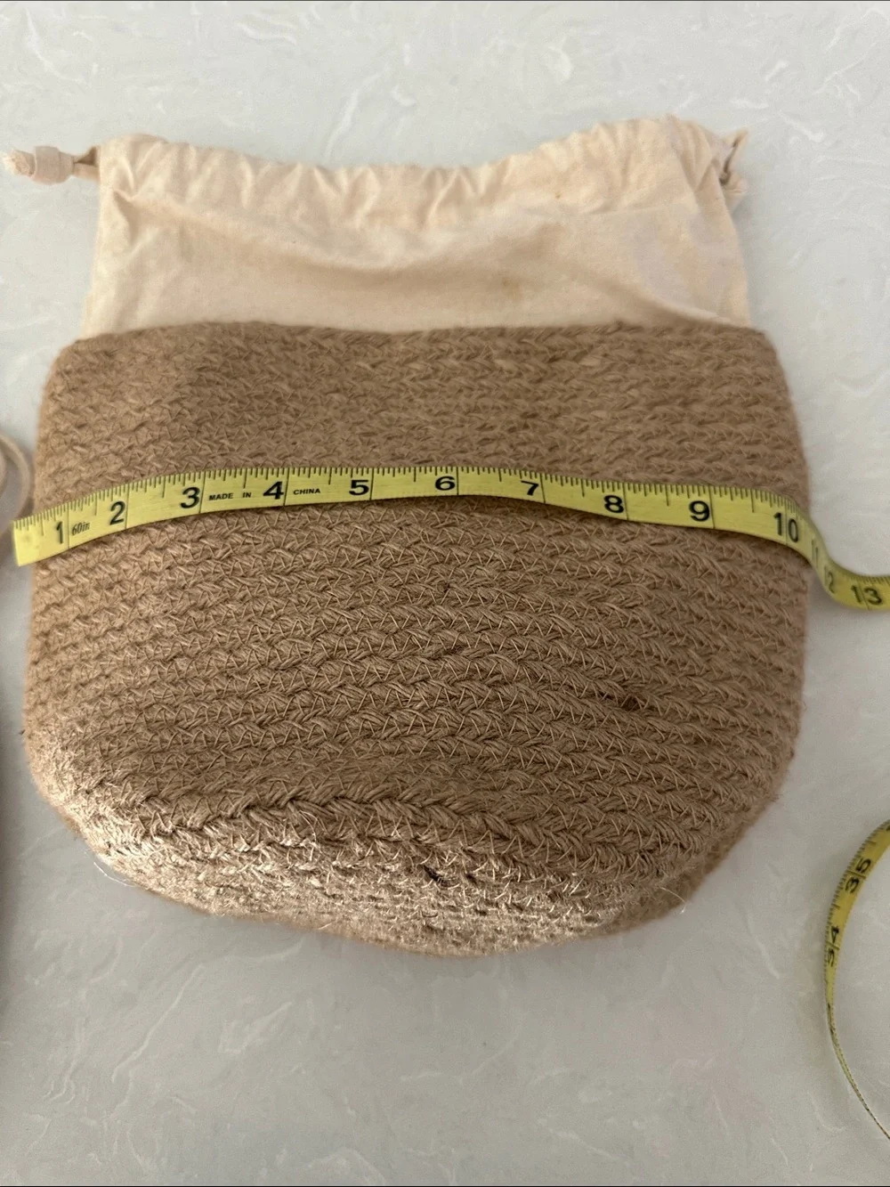 Crocheted Mesh & Straw bucket bag